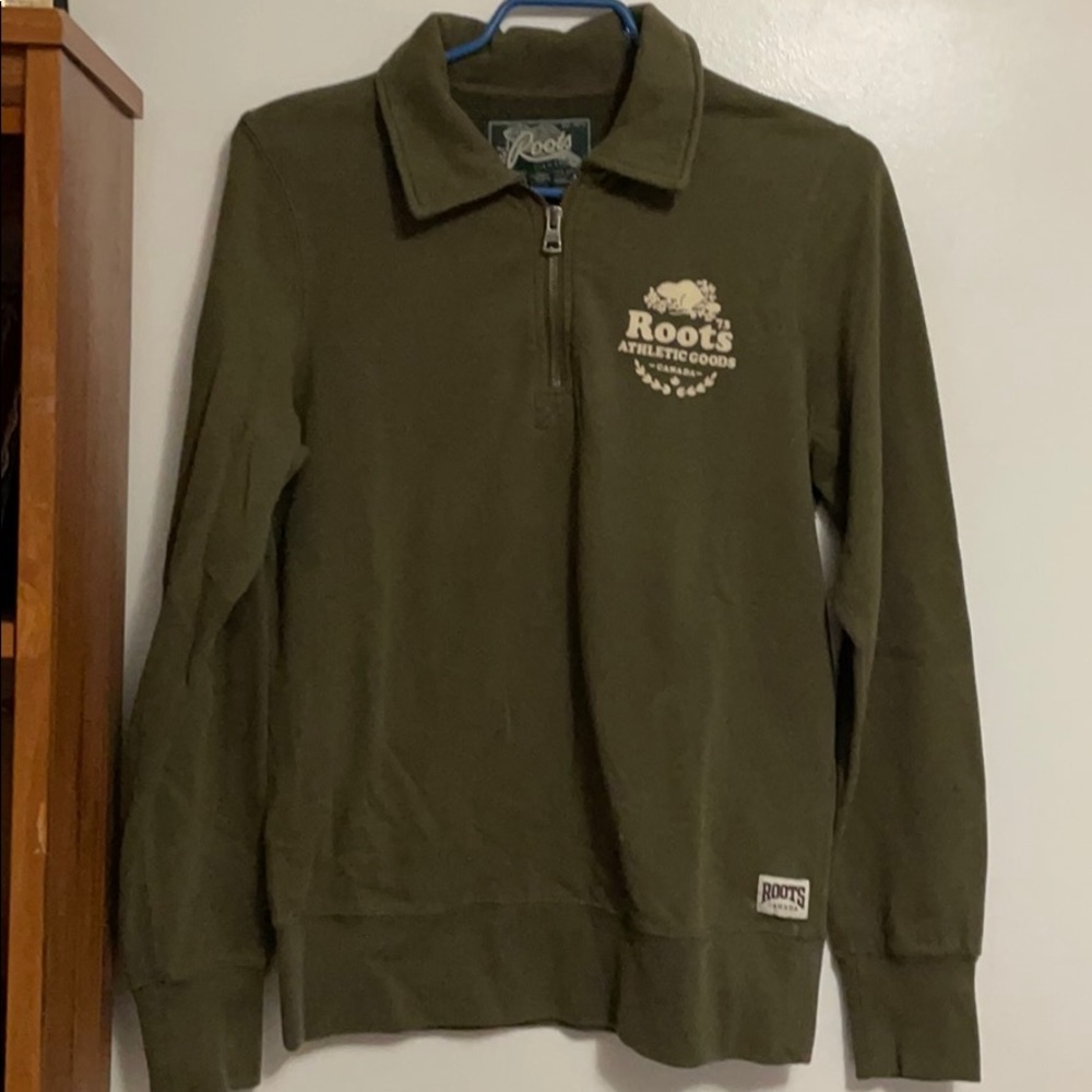 ROOTS 1/4 zip polo sweater